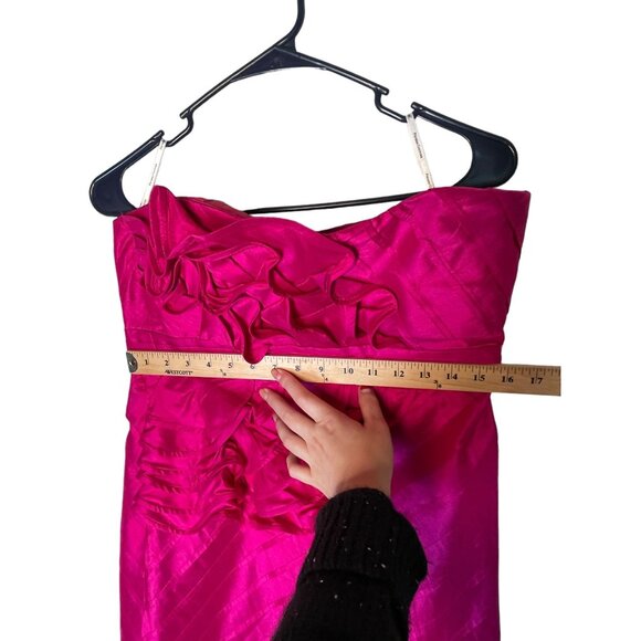 Anthropologie 10 Stretch SILK Sculptural Dress Fit & Flare Strapless Hot Pink - Picture 11 of 12